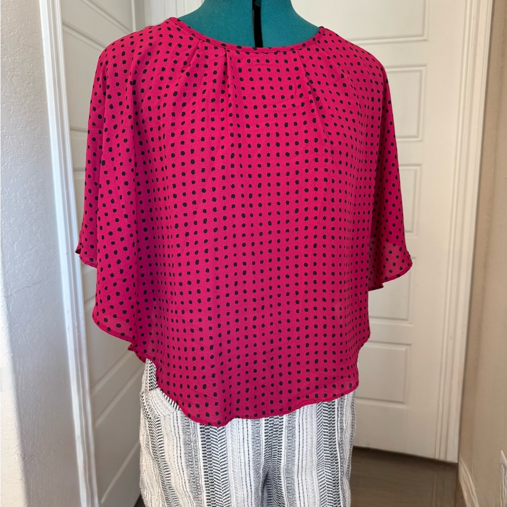Elle Vibrant Red Blouse with Black Dots